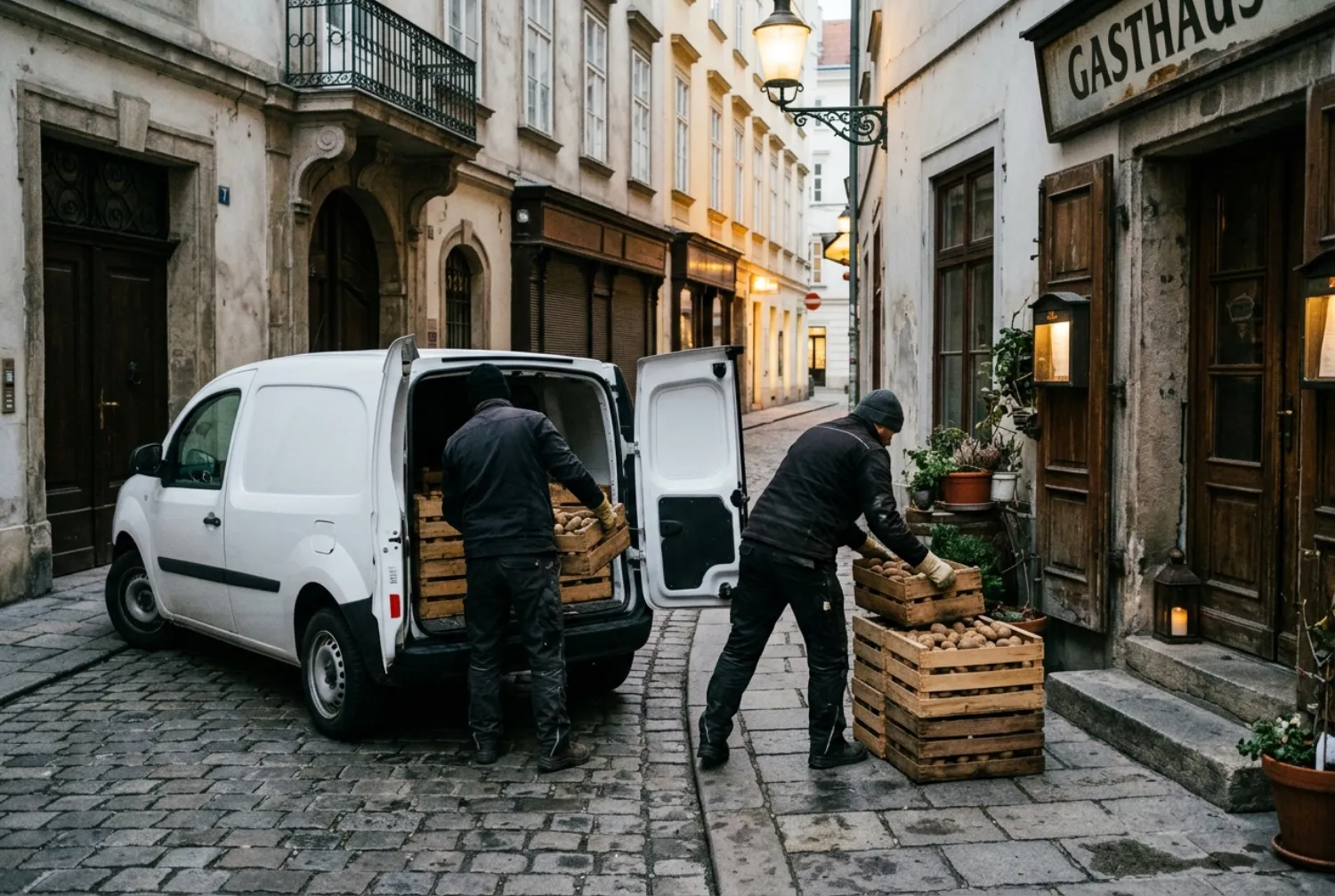 E-Transporter beim Ausliefern in Wien